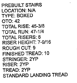Pine Box Stairs - 42" Wide Total Rise 43.375" Total Run 47.25" - M186